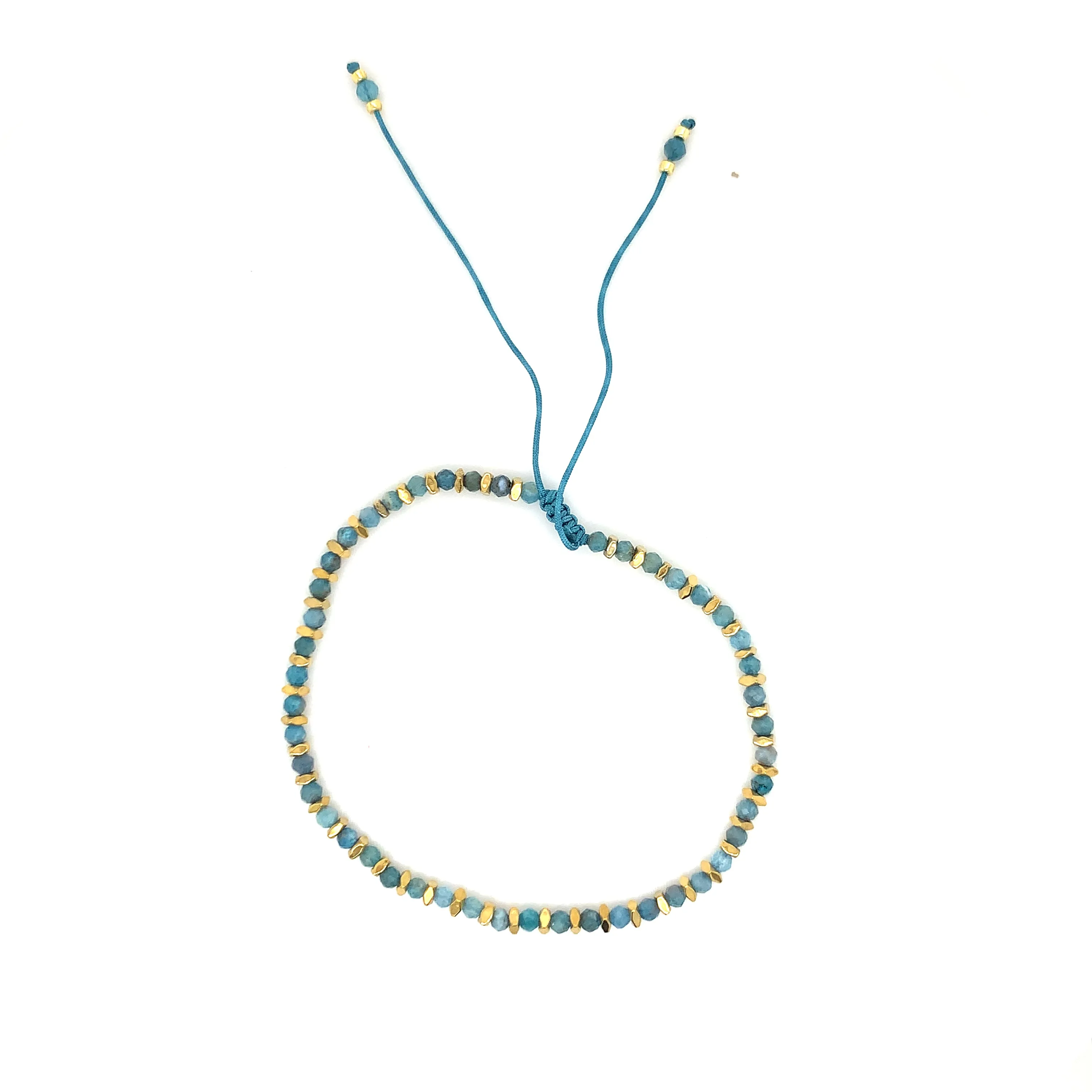 Crystals & Beaded Jewellery Adjustable Beaded Bracelet - Blue & Gold Gemstone