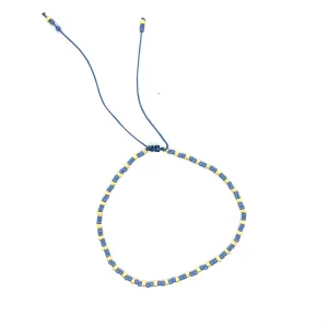 Crystals & Beaded Jewellery Adjustable Beaded Bracelet - Blue & Gold Glass Beaded