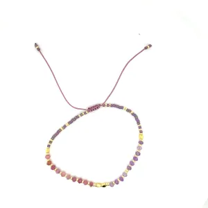 Crystals & Beaded Jewellery Adjustable Beaded Bracelet - Multi Mix Pink Gemstone