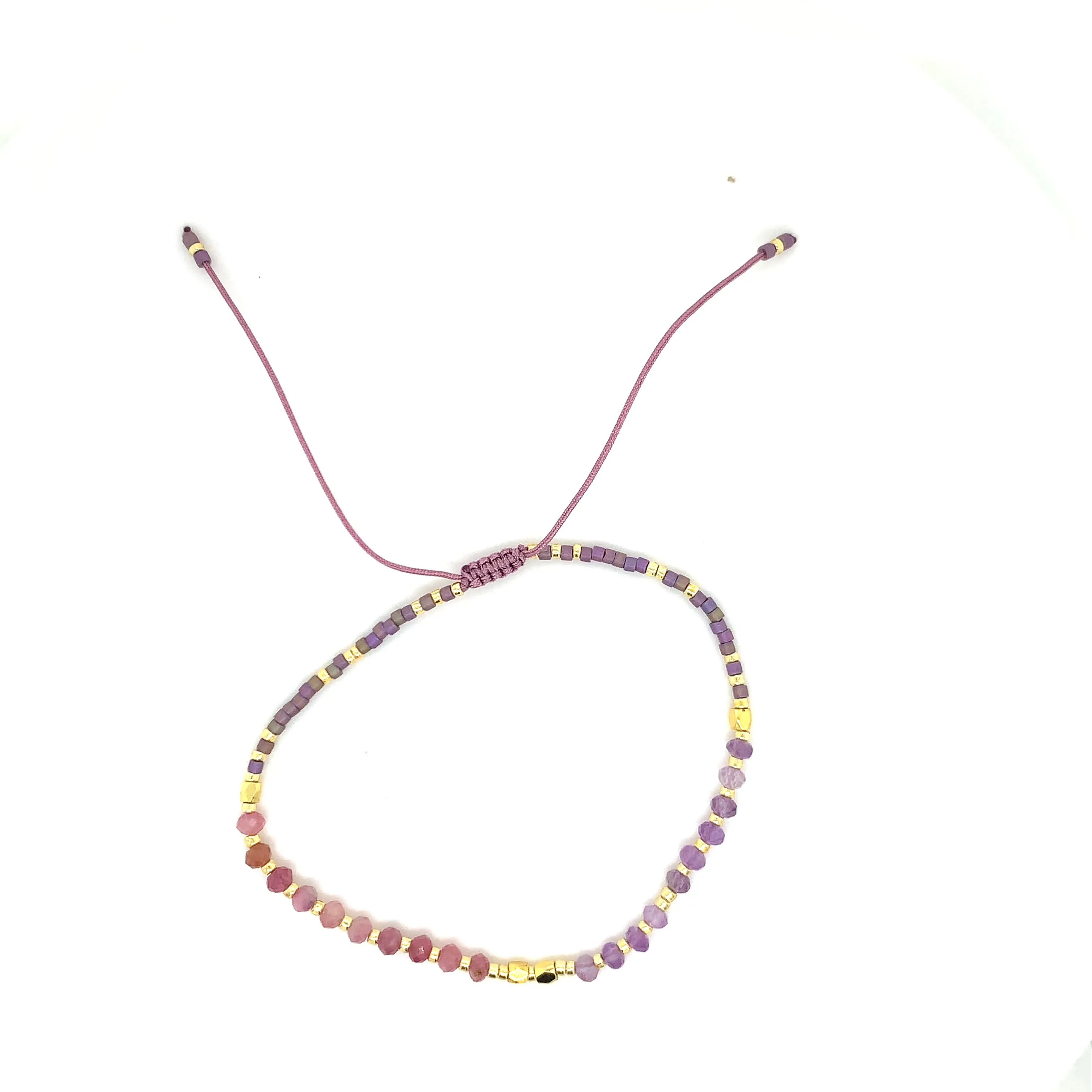 Crystals & Beaded Jewellery Adjustable Beaded Bracelet - Multi Mix Pink Gemstone