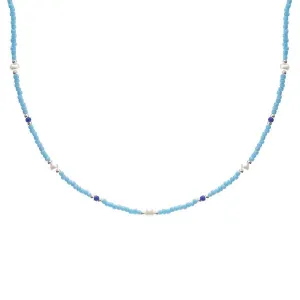 Crystals & Beaded Jewellery Beaded Necklace - Blue Beads & Pearls