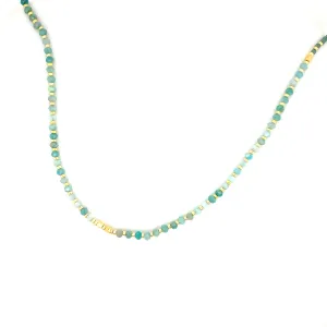 Crystals & Beaded Jewellery Copper Beaded Necklace - Aqua/ Green  Gemstone