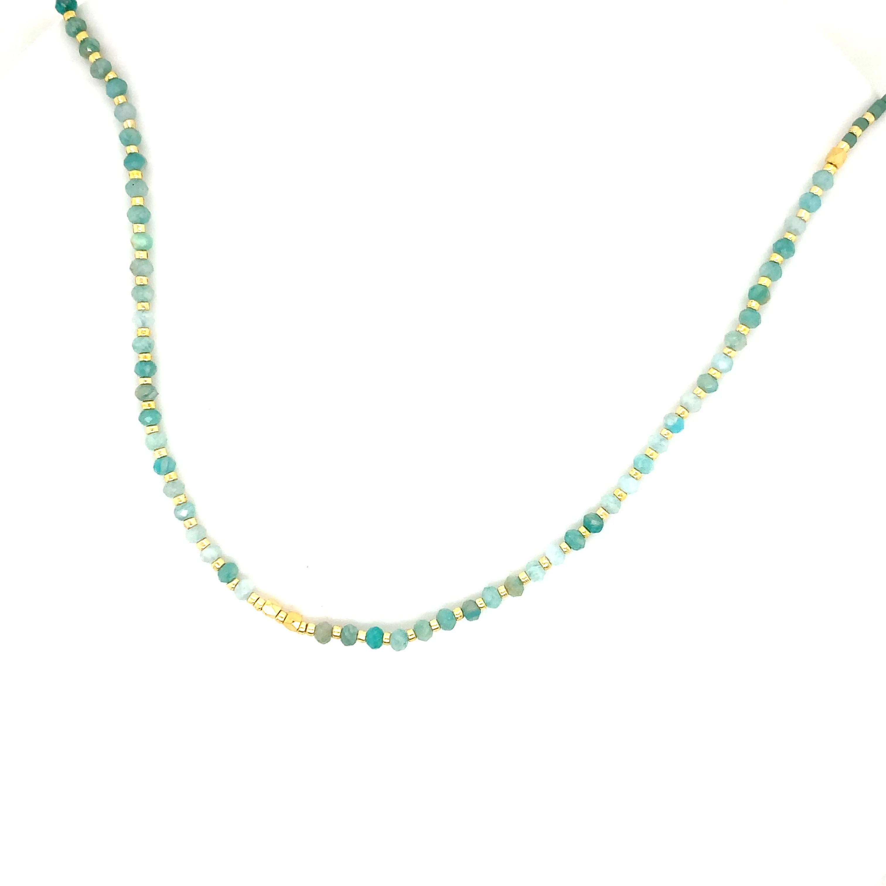 Crystals & Beaded Jewellery Copper Beaded Necklace - Aqua/ Green  Gemstone