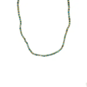 Crystals & Beaded Jewellery Copper Beaded Necklace - Blue/Gold Gemstone