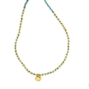 Crystals & Beaded Jewellery Copper Beaded Necklace - Blue/Gold Gemstone