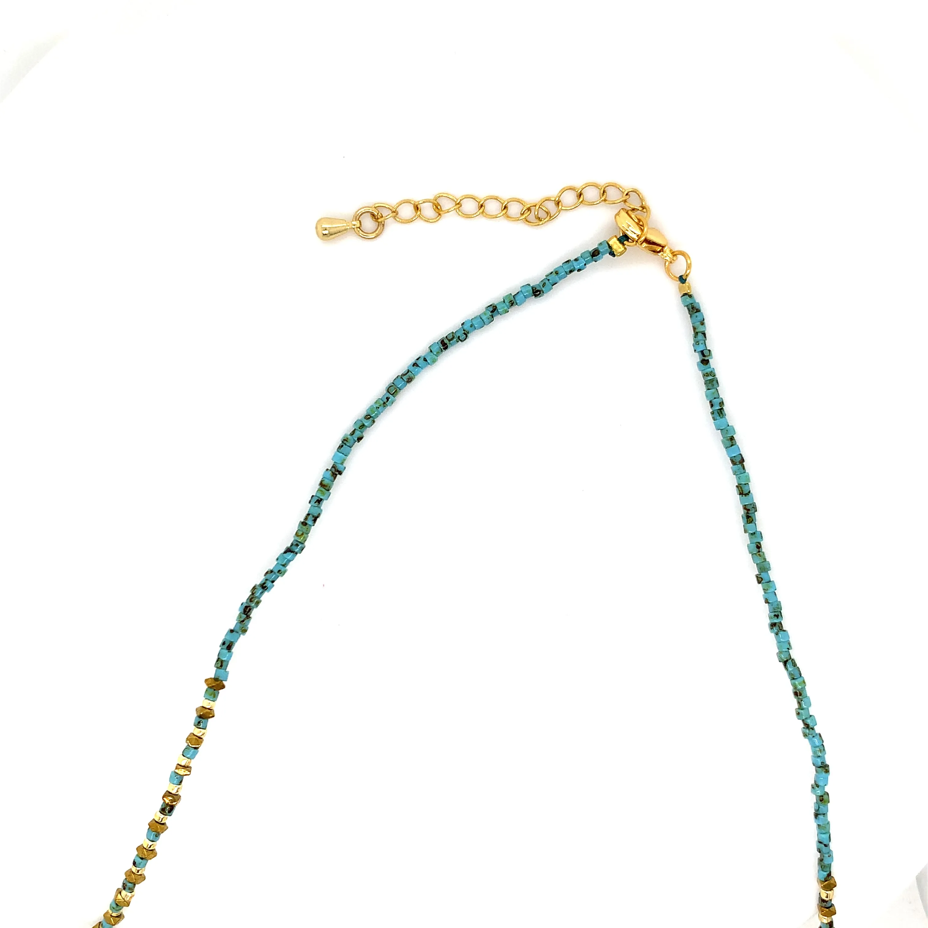 Crystals & Beaded Jewellery Copper Beaded Necklace - Blue/Gold Gemstone