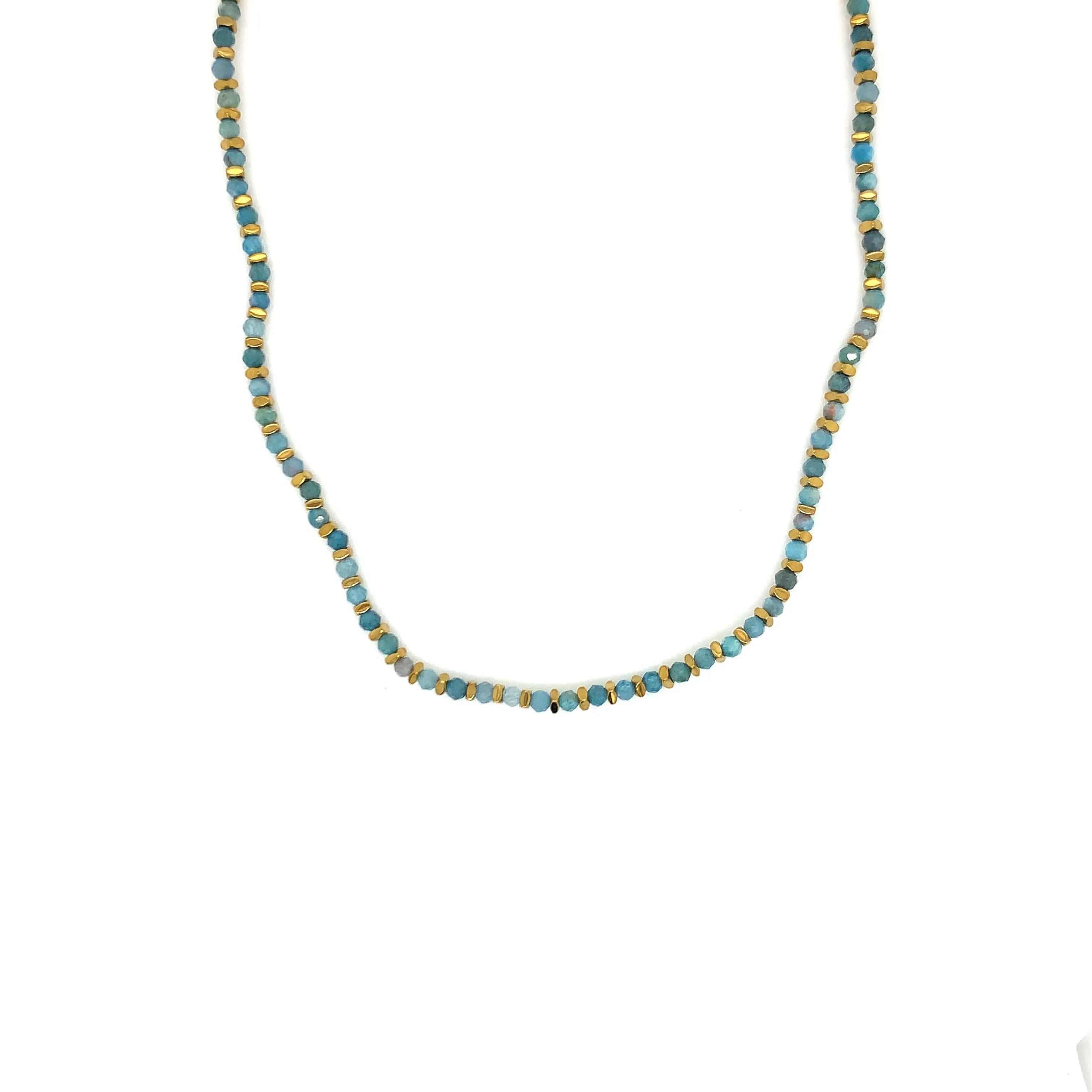 Crystals & Beaded Jewellery Copper Beaded Necklace - Blue/Gold Gemstone