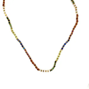 Crystals & Beaded Jewellery Copper Beaded Necklace - Multi Coloured Rainbow Gemstone