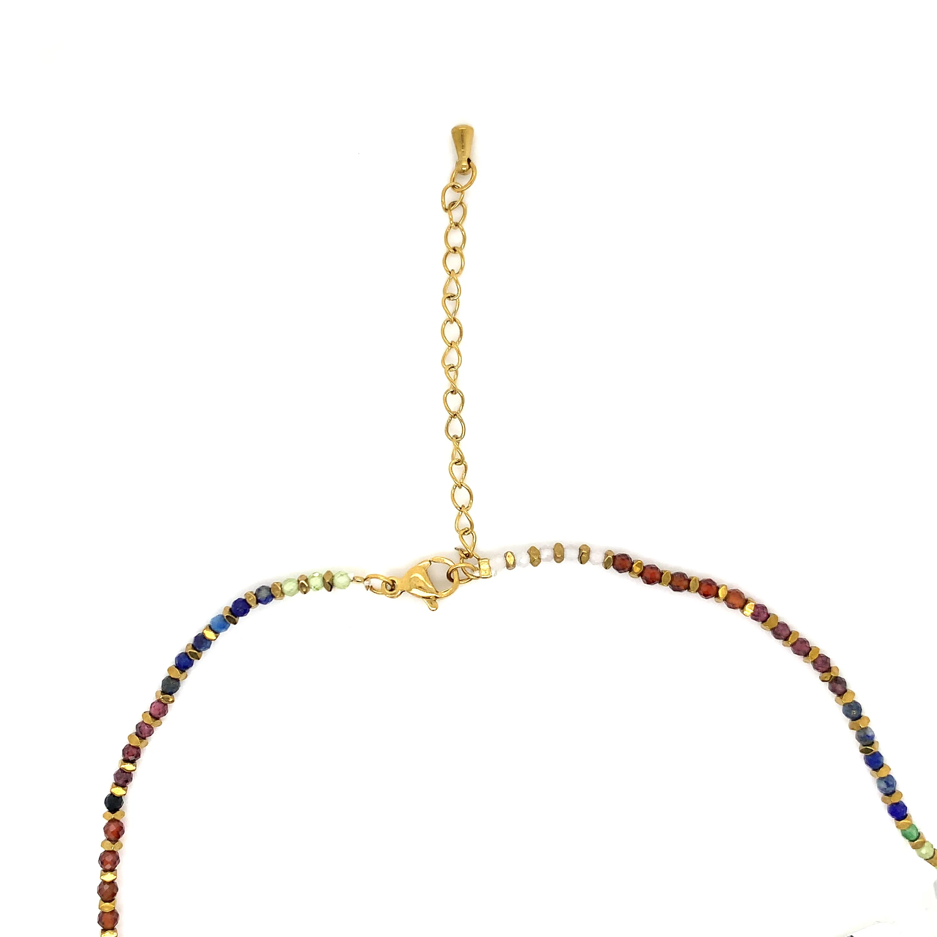 Crystals & Beaded Jewellery Copper Beaded Necklace - Multi Coloured Rainbow Gemstone