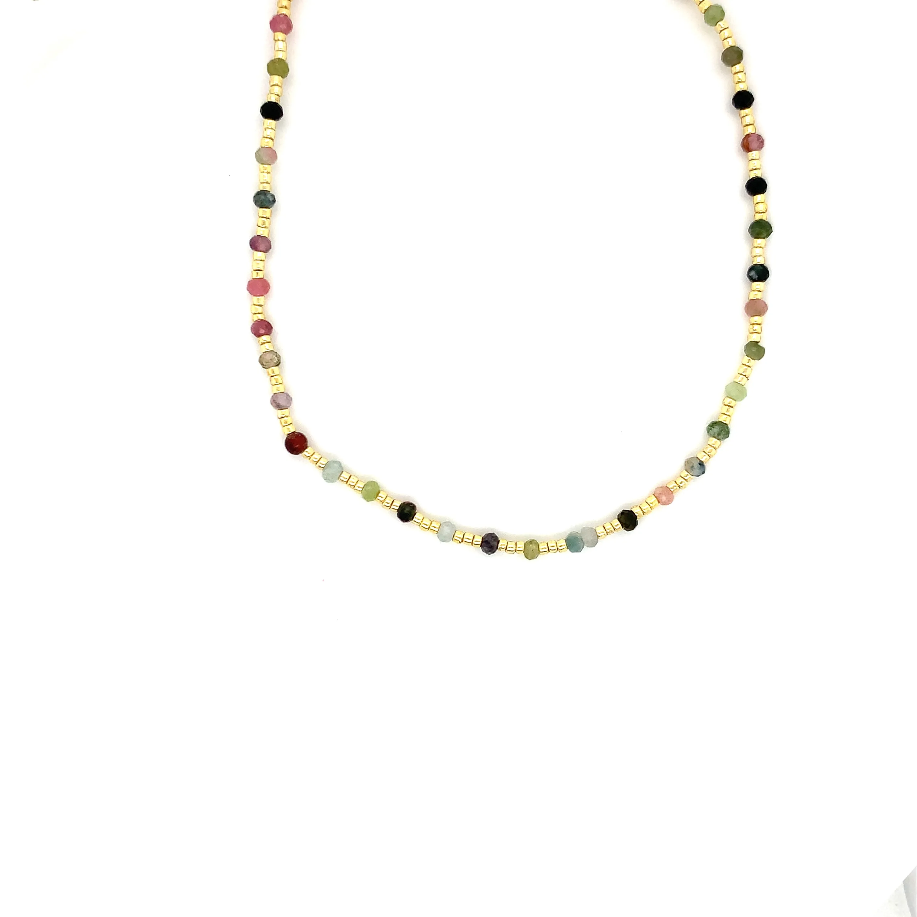 Crystals & Beaded Jewellery Copper Beaded Necklace - Tourmaline Gemstone