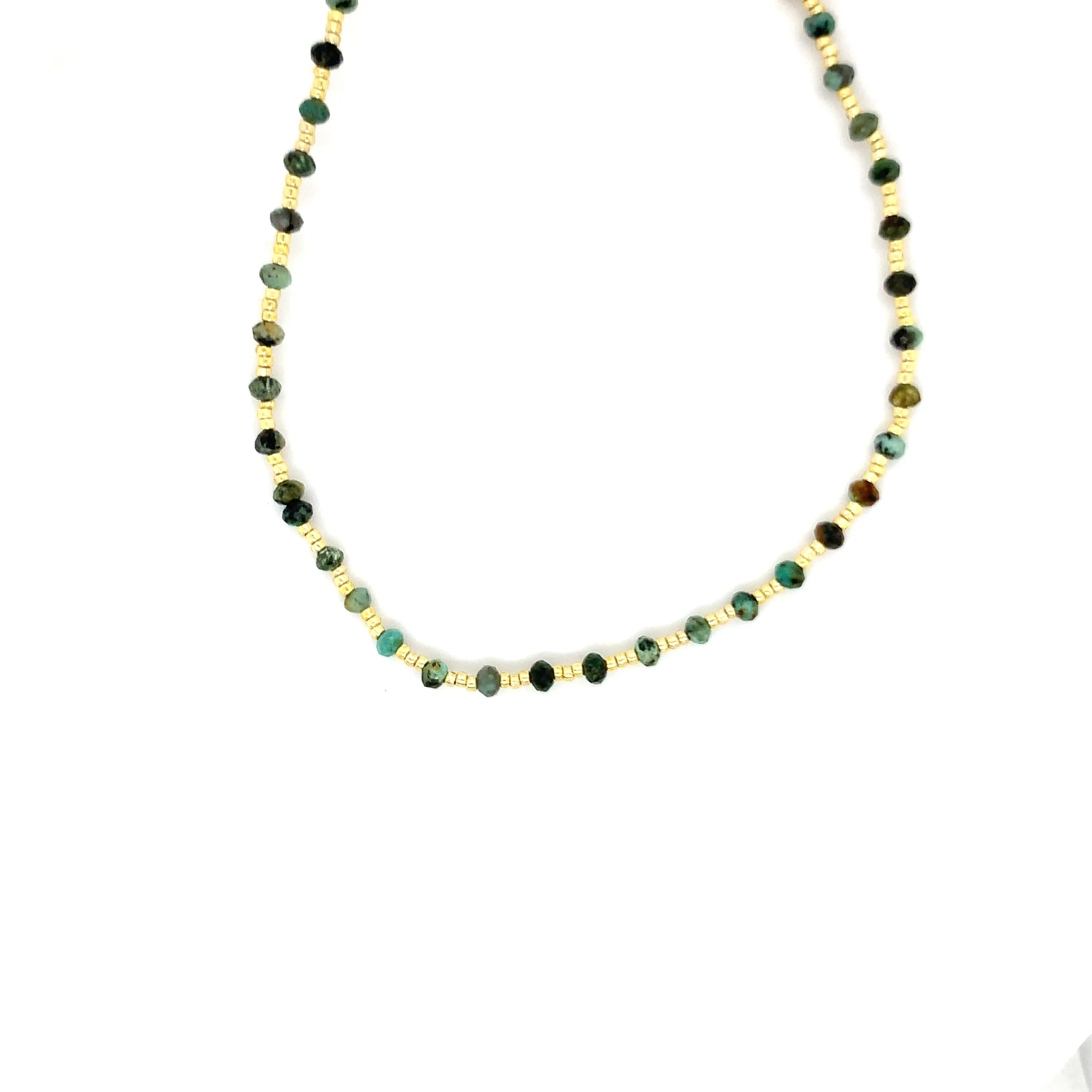 Crystals & Beaded Jewellery Copper Beaded Necklace - Turquoise Green/Blue Gemstone