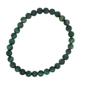 Crystals & Beaded Jewellery Crystal Bracelet - 6mm Green Tiger Eye Elastic Bracelet