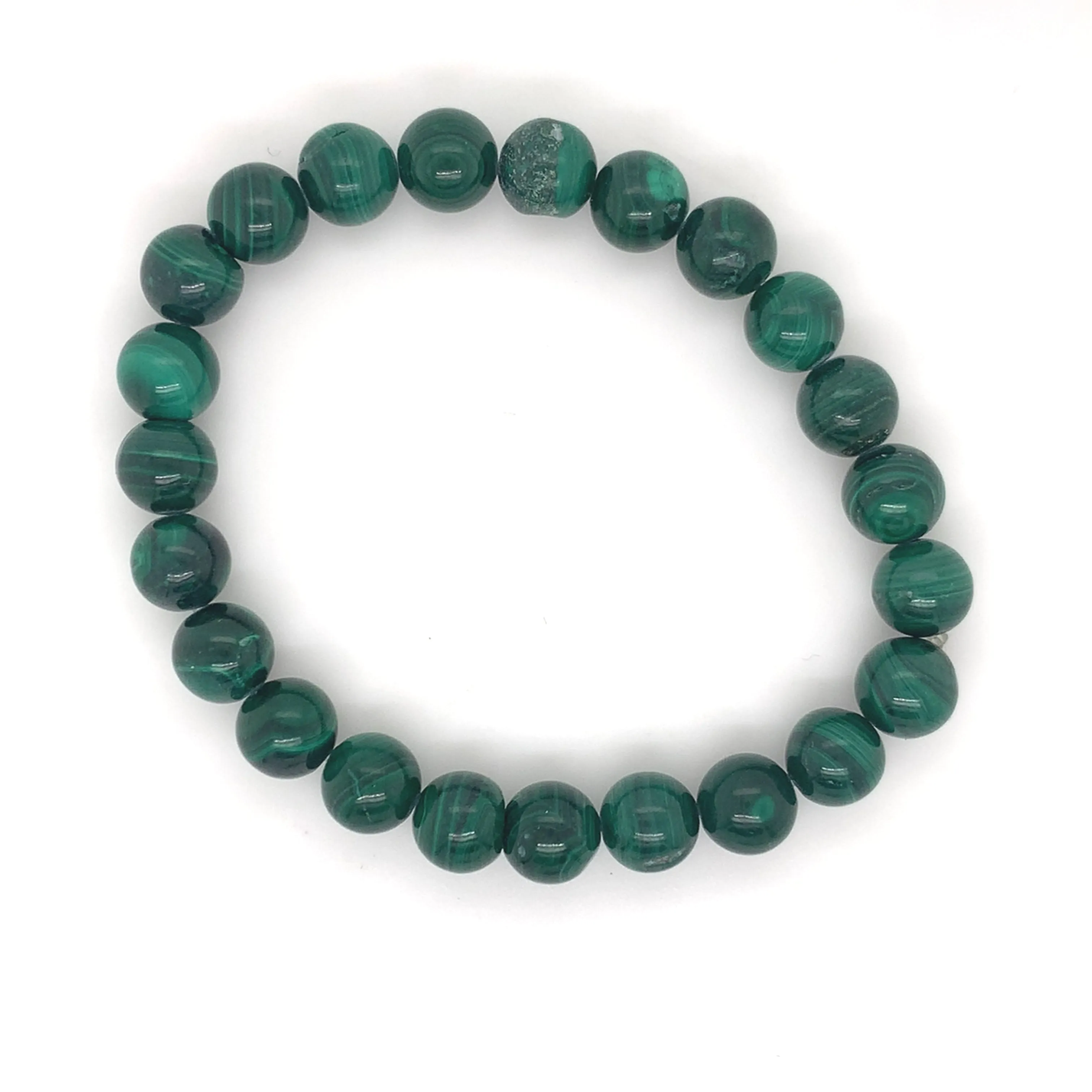 Crystals & Beaded Jewellery Crystal Bracelet - 8mm Malachite Elastic Bracelet