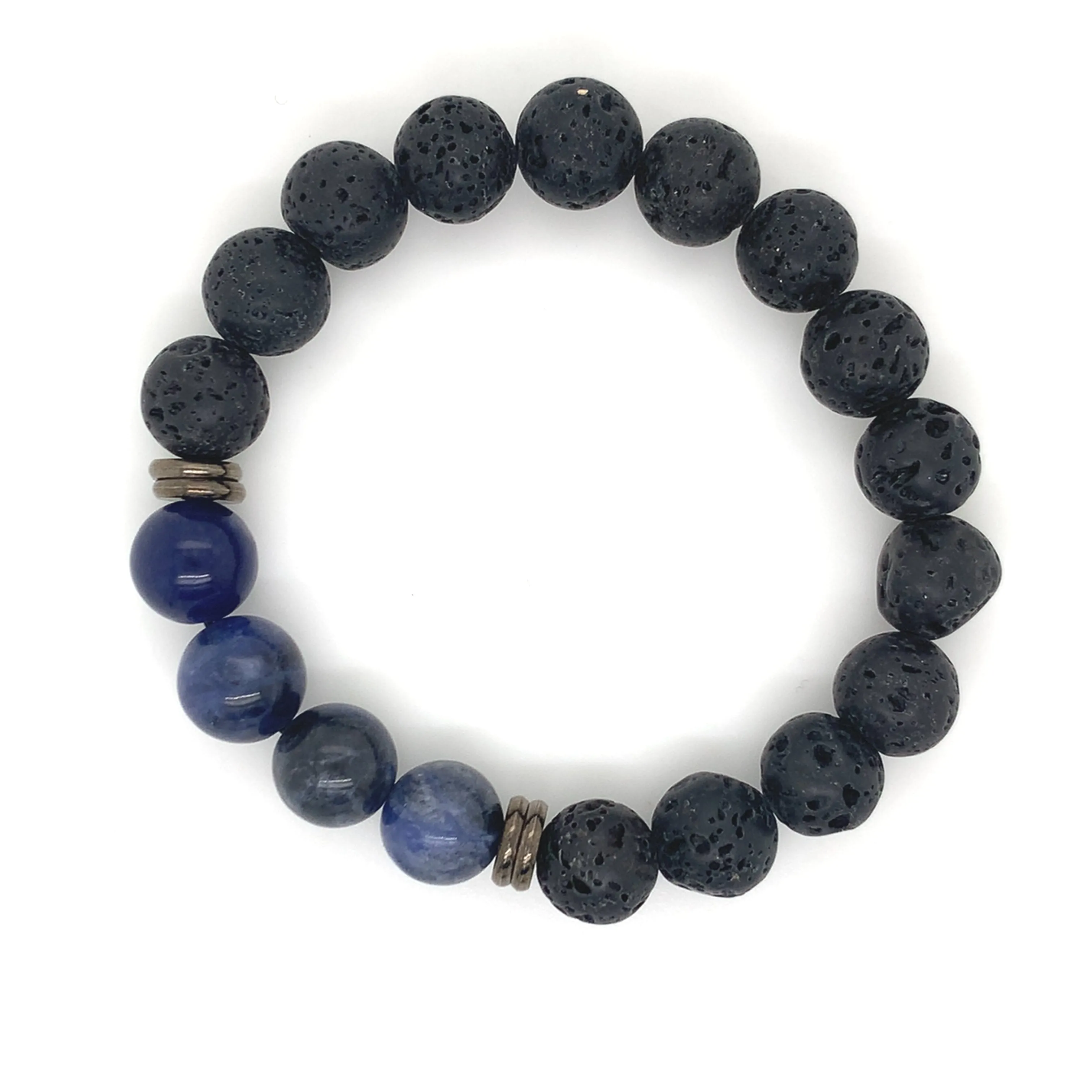 Crystals & Beaded Jewellery Crystal Bracelet - Sodalite &  Black Lava Stone