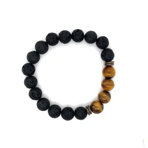 Crystals & Beaded Jewellery Crystal Bracelet - Tiger Eye & Black Lava Stone