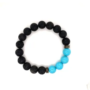 Crystals & Beaded Jewellery Crystal Bracelet - Turquoise & Black Lava Stone