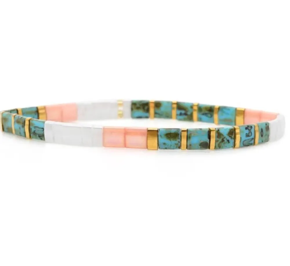 Crystals & Beaded Jewellery Ibiza Bracelet - Sorbet & Turquoise
