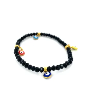 Crystals & Beaded Jewellery Mati Evil Eye - Black Crystal Bracelets