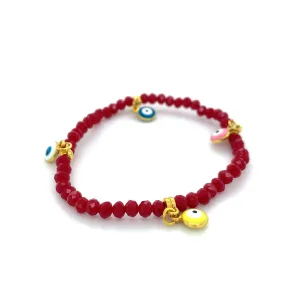 Crystals & Beaded Jewellery Mati Evil Eye - Burgundy Red Crystal Bracelets