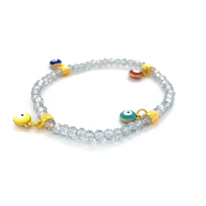Crystals & Beaded Jewellery Mati Evil Eye - Clear Grey Crystal Bracelets