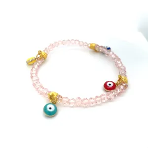 Crystals & Beaded Jewellery Mati Evil Eye - Clear Pink Crystal Bracelets