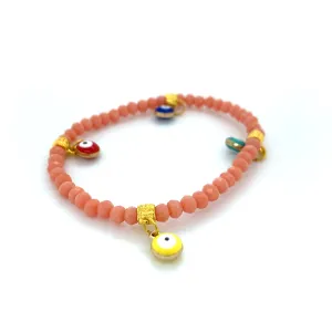 Crystals & Beaded Jewellery Mati Evil Eye - Coral Pink Crystal Bracelets