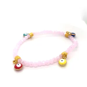 Crystals & Beaded Jewellery Mati Evil Eye - Pink Crystal Bracelets