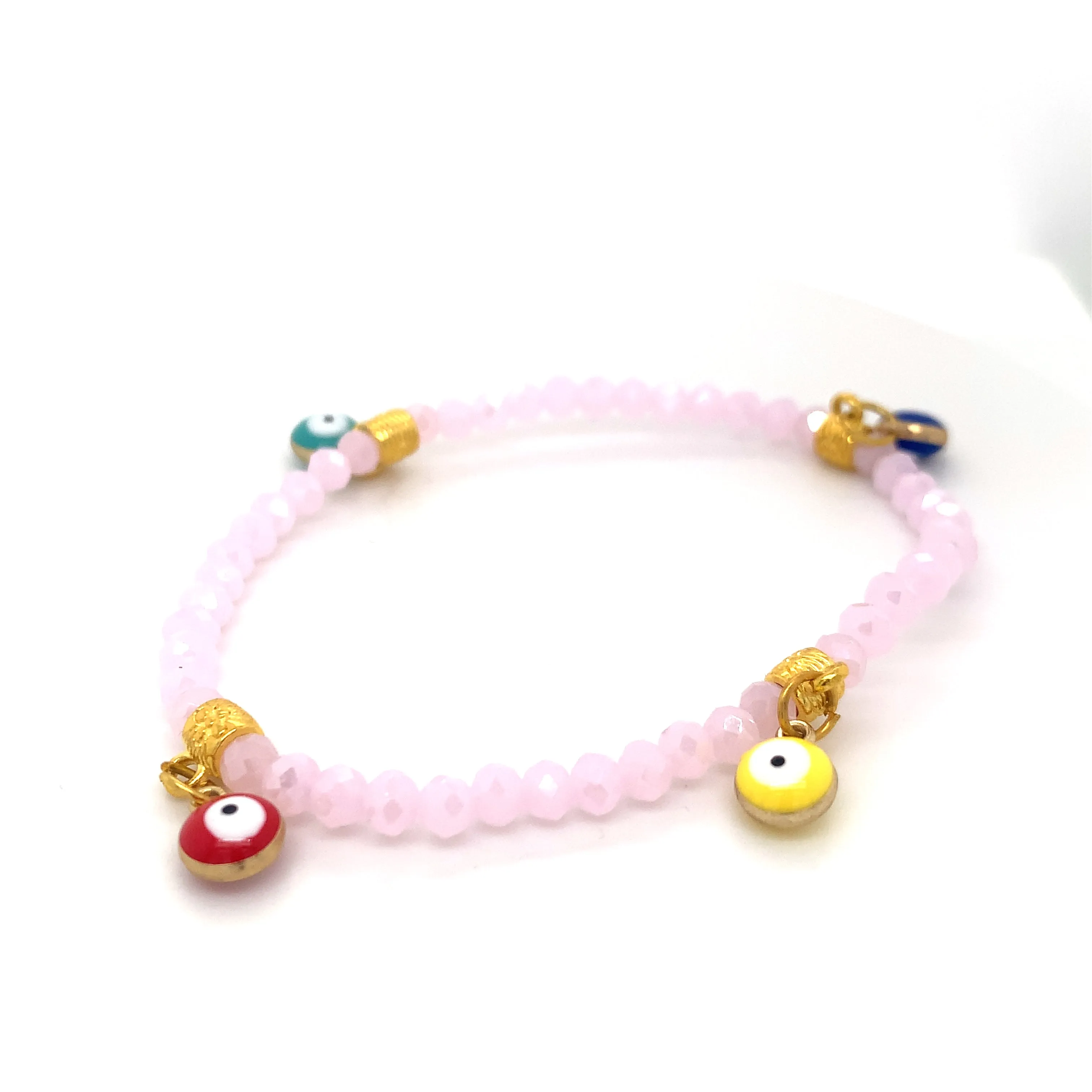 Crystals & Beaded Jewellery Mati Evil Eye - Pink Crystal Bracelets