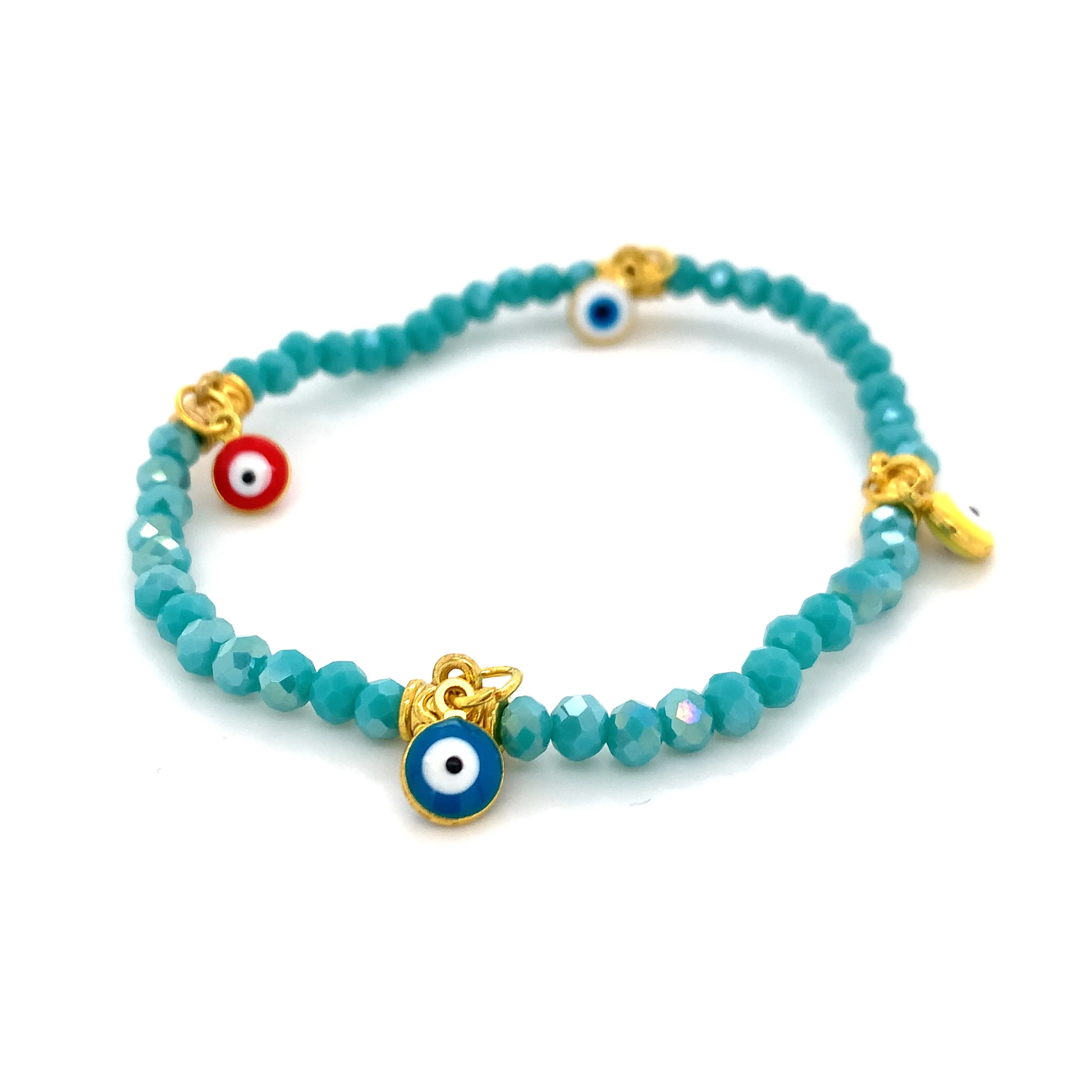 Crystals & Beaded Jewellery Mati Evil Eye - Turquoise Blue Crystal Bracelets