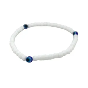 Crystals & Beaded Jewellery Mati Evil Eye - White Beaded Bracelets