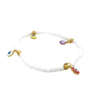Crystals & Beaded Jewellery Mati Evil Eye - White Crystal Bracelets