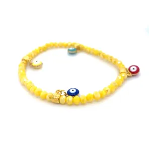 Crystals & Beaded Jewellery Mati Evil Eye - Yellow Crystal Bracelets