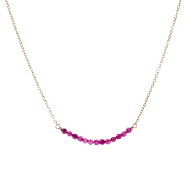 Crystals & Beaded Jewellery Necklace - 13 Ruby Beads