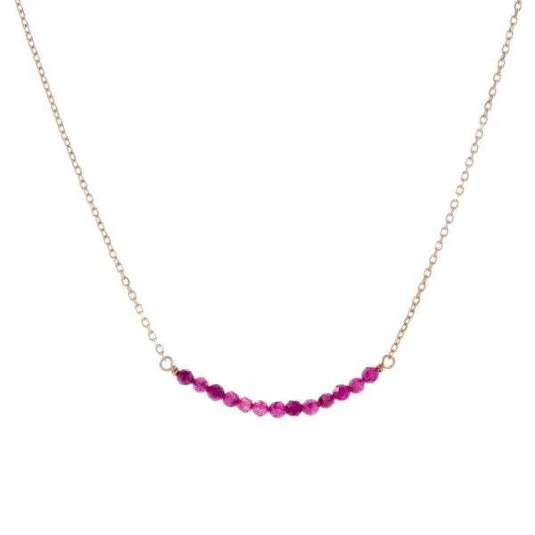 Crystals & Beaded Jewellery Necklace - 13 Ruby Beads