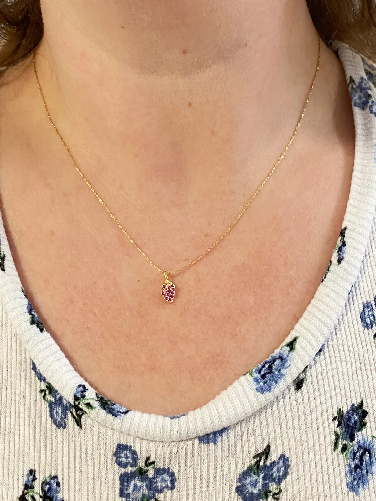 Cubic Zirconia Jewelry CZ Strawberry Necklace