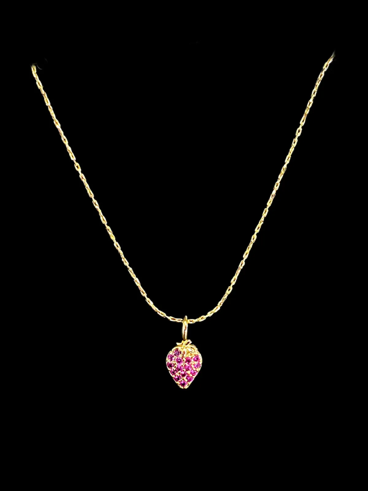 Cubic Zirconia Jewelry CZ Strawberry Necklace