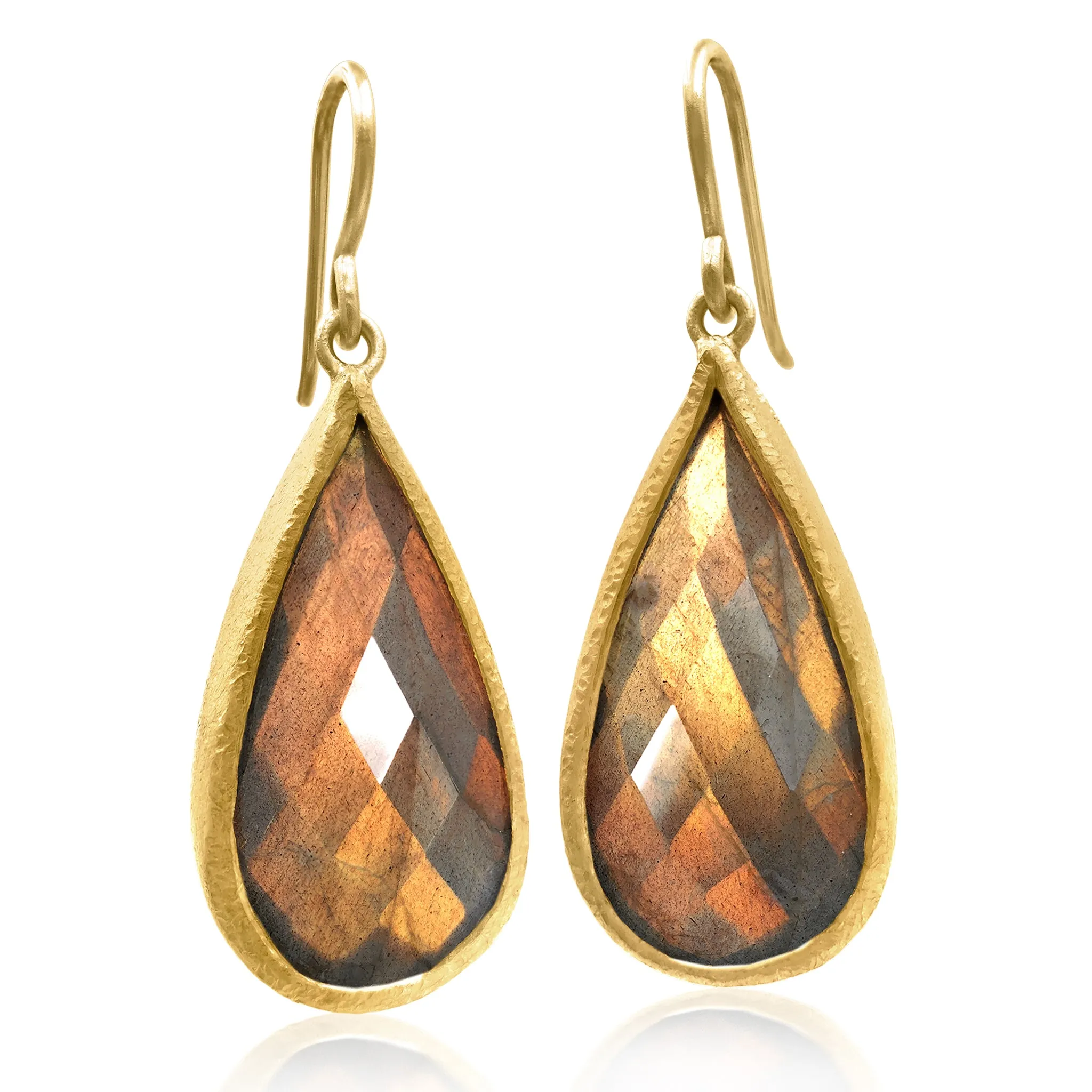 Devta Doolan Fine Spectrolite Labradorite Gold One of a Kind Earrings