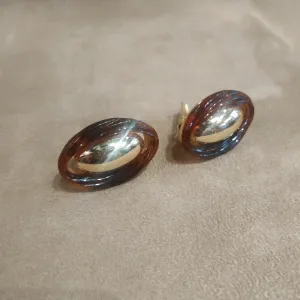 Dior Gold tortoiseshell acrylic  Oval vintage earrings