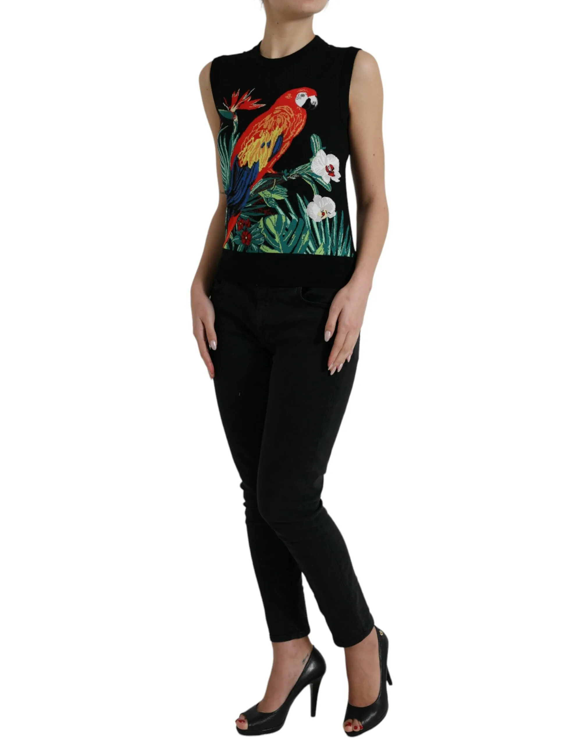 Dolce & Gabbana Elegant Jungle Print Crew Neck Tank Women's Top