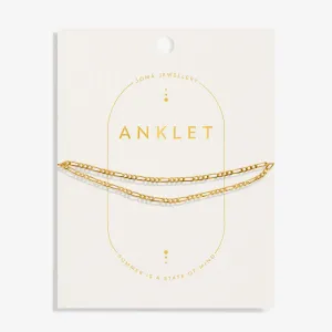 Double Figaro Gold Plated Anklet 8533 Joma Jewellery