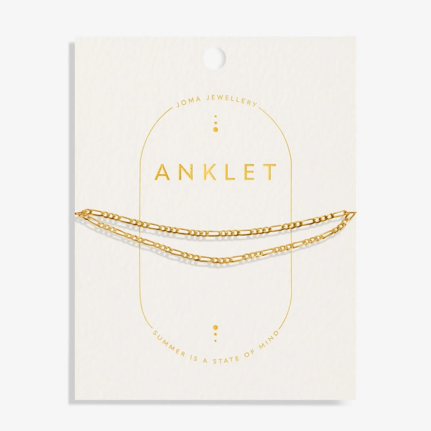 Double Figaro Gold Plated Anklet 8533 Joma Jewellery