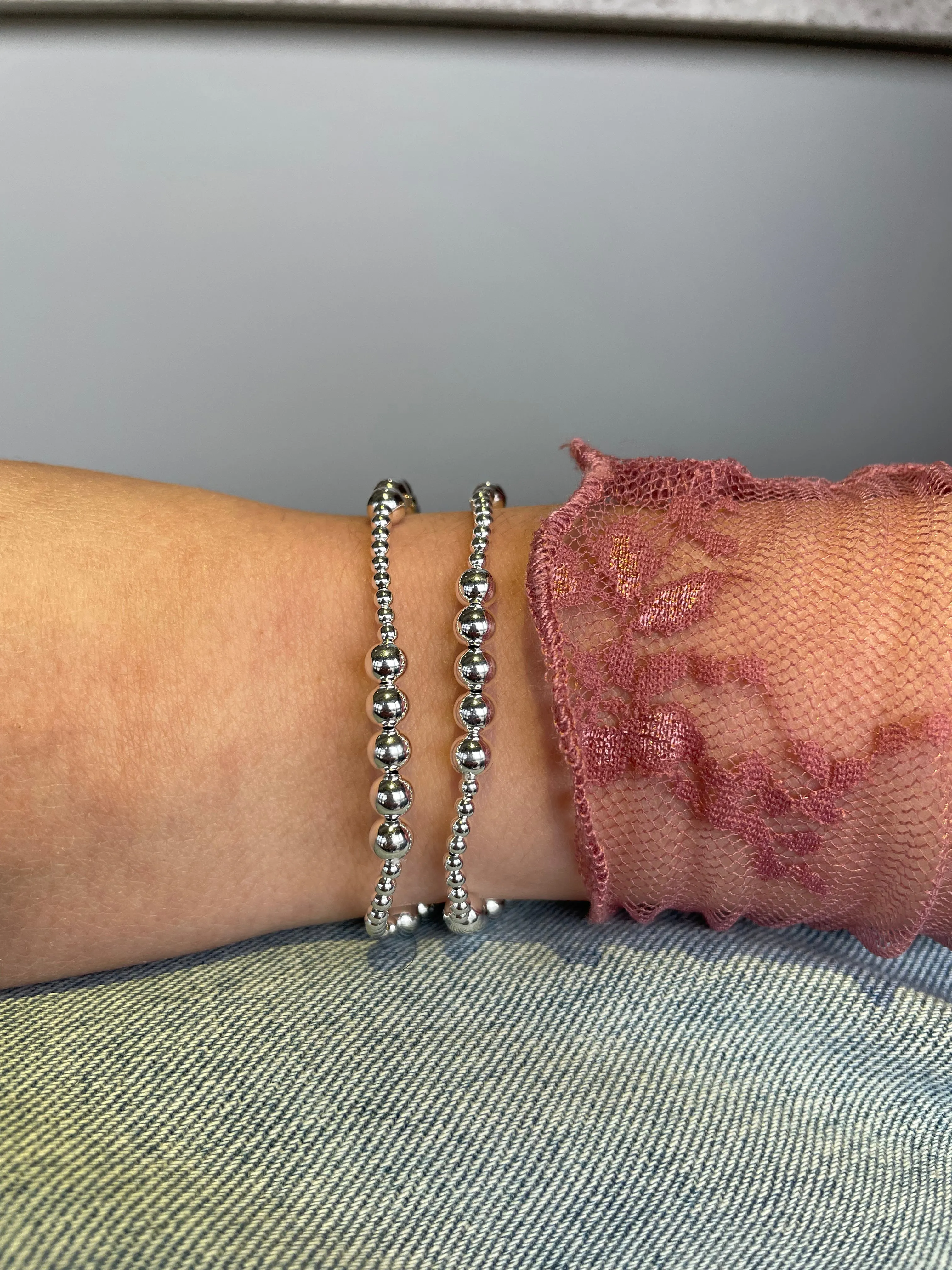 E Newton Jewelry Classic Blissful Pattern 2.5mm Bead Bracelet - 5mm Sterling