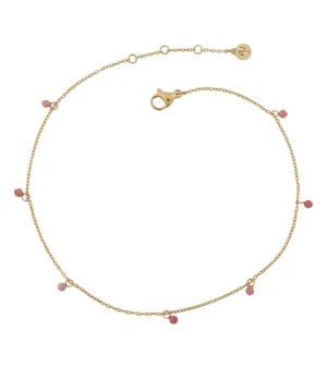 Edblad Jewellery Edblad - Summer Beads Chain Anklet Pink & Gold