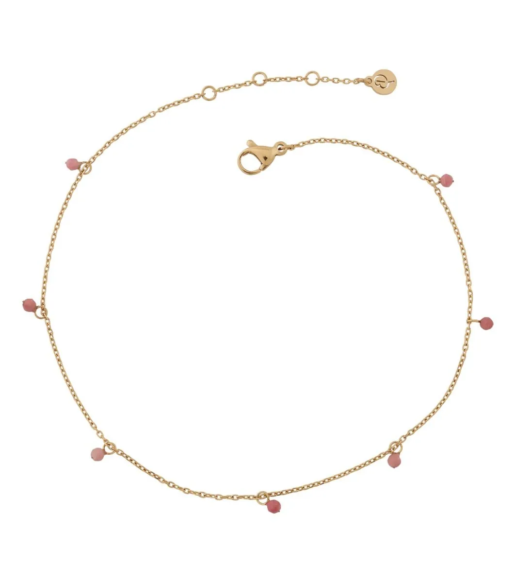 Edblad Jewellery Edblad - Summer Beads Chain Anklet Pink & Gold