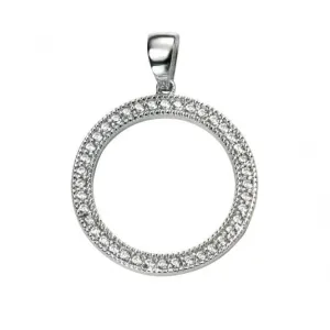 Elements Rhodium Plated Clear CZ Open Circle Pendant P4344C Beginnings Jewellery