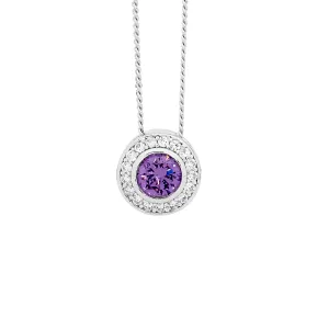 Ellani Collections Jewellerys Amethyst CZ with White CZ Claw Surroundings - Pendant & Earring