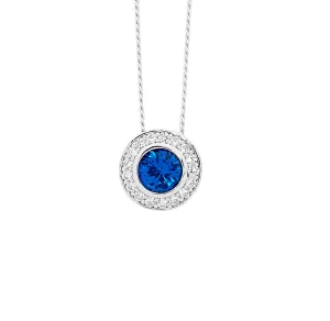 Ellani Collections Jewellerys Dark Blue CZ with White CZ Claw Surroundings - Pendant & Earring