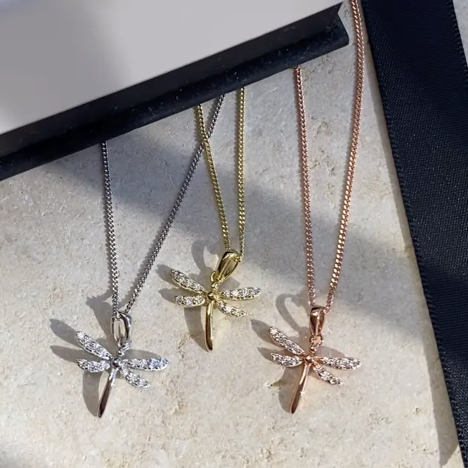 Ellani Collections Jewellerys Dragonfly with CZ Pendant - 3 Colours