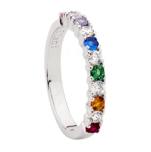 Ellani Collections Jewellerys Ring - White & Multicoloured CZ - Size 8 (P1/2)