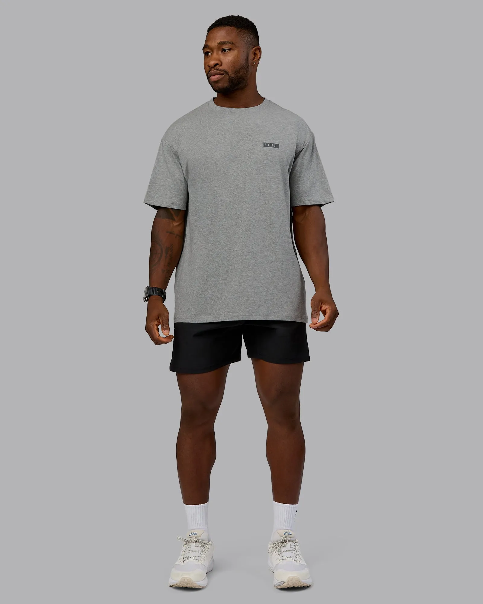 Fitstop Embrace the Sweat FLXCotton Oversized Tee - Light Grey Marl - Cool Grey